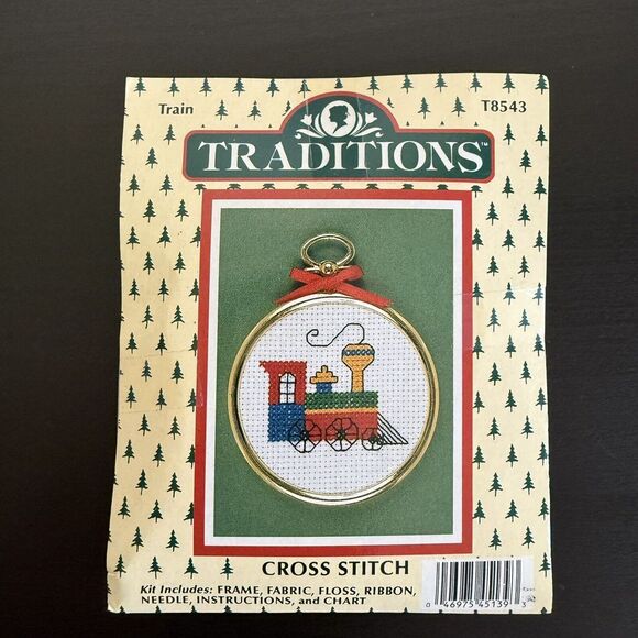 Vintage Lot of 5 Traditions Cross Stitch Christmas Ornament Kits Angel Train New - Picture 2 of 11